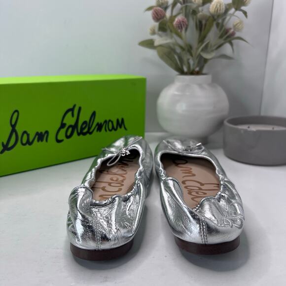 Sam Edelman Felicia Leather Ballet Flats Silver I10750L023 Women's 8 M Metallic - Picture 4 of 10